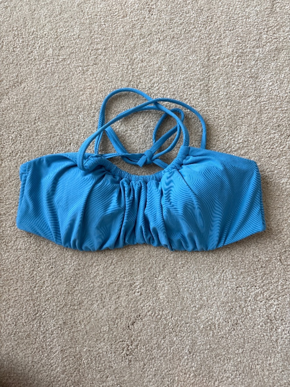 Calia scrunched tie back bikini top tranquil blue size xs